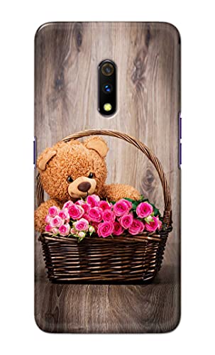 Image of PRINTFIDAA Roses and Teddy Bear in The Wicker Hard Back Cover for Realme X /Oppo K3, RMX1901 Back Cover -(P6) KAT1004