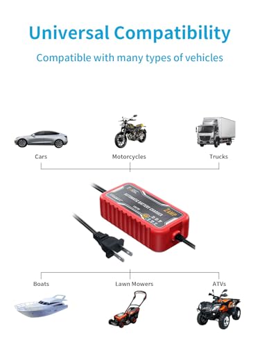 Foval [2-Pack] Foval 2-Amp Car Battery Charger, 6V And 12V Portable Automatic Smart Charger, Battery Maintainer, Trickle Charger And Battery Desulfator For Car Lawn Mower Motorcycle Boat Lead Acid Batteries thumb #4