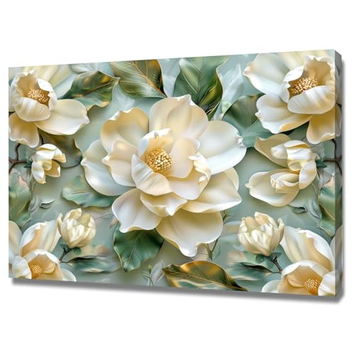 Tableau decoration murale salon fleurs abstraites toile encadrée 50x70
