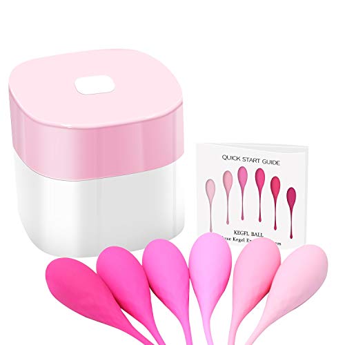 Kegel Exercise Weights - Ben Wa Balls Doctor Recommended for Bladder Control and Pelvic Floor Exercises - Set of 6 Premium Silicone Kegel Balls with Training Kit for Women: Beginners and Advanced