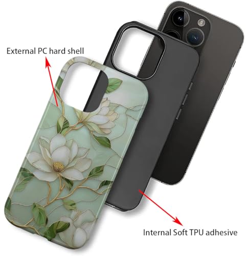 Coque iPhone 16 Pro Max robuste élégante fleurs de magnolia finitions soignées