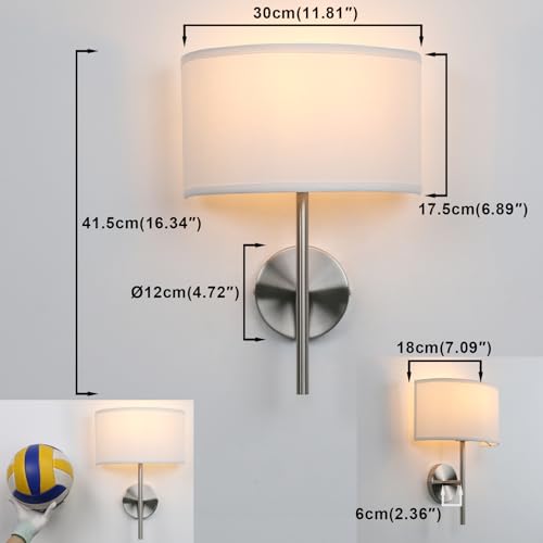 Image of Yosoan Fabric Wall Sconce Brass Vintage Indoor Bedside Wall Lamp Fixture