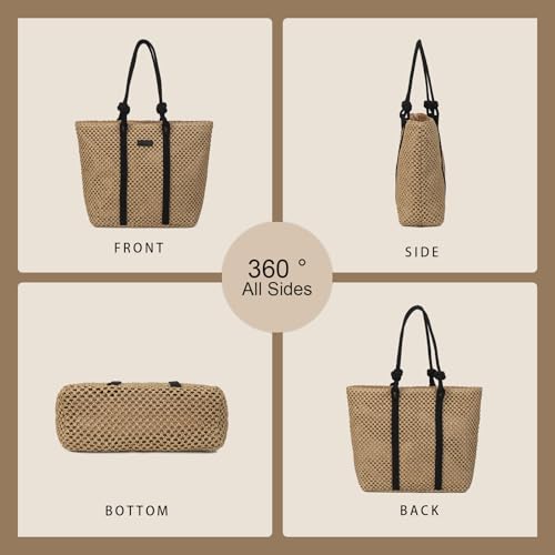 Image of Gladdon Straw Beach Bags for Women Woven Beach Tote Bag Casual Boho Large Shoulder Handbags for Vacation Holiday