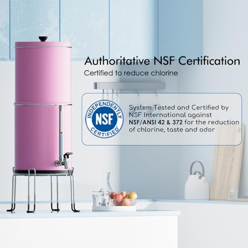 Image of Purewell 3-Stage 0.01μm Ultra-Filtration Gravity Water Filter System, 304 Stainless Steel Countertop System with 2 Filters, Metal Water Level Spigot and Stand, Reduce 99% Chlorine, 2.25G, PW-OB-K