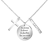 Bible Verse Cross Pendant Christian Necklace Prayer Charm Faith Religious Jewelry for Women (Be...