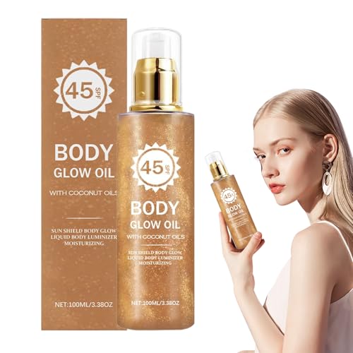 Aceite Corporal Protector Solar - Protector Solar Facial SPF 45,No Graso Resistente Al Agua Acabado Brillante 100ML Mujeres Deporte Exterior Viaje Playa Camping