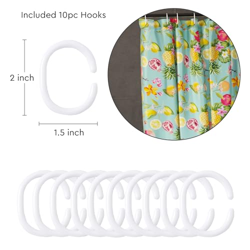 Image of Encasa XO Bathroom Shower Curtain 8 Feet with 10 Hooks | (56x96 in) Quick Dry Heavy Printed Polyester Fabric Bathroom Curtains Waterproof | Machine Washable, Mould & Mildew Resistant - Pineapple