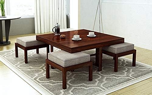 Solid Rosewood Wood Coffee Table Living Room with 4 Stools New CNC Design Center Table | Hotel | Lounge | (GD04)