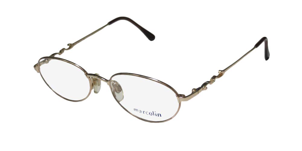 7191 Womens/Ladies Vision Care Upscale Designer Designer Full-rim Strass Eyeglasses/Eye Glasses (52-18-140, Shiny Gold)