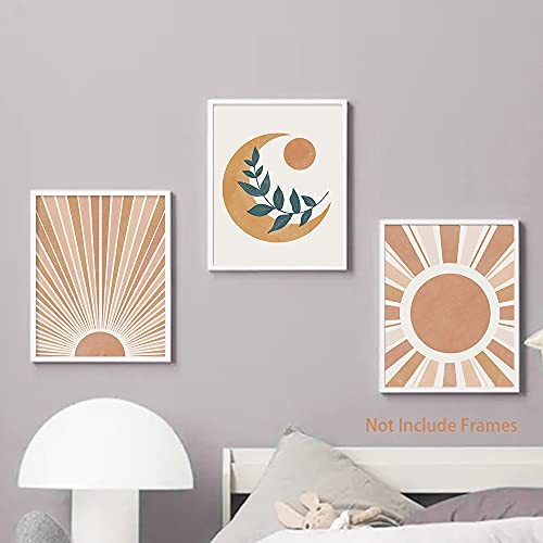 Xuoiaynb Abstract Boho Wall Art Prints, Minimalist Geometric Sun Canvas Wall Art (8"X10"X6Pcs, Unframed)-Mid Century Modern Art Print For Bedroom Decoration #TOP2