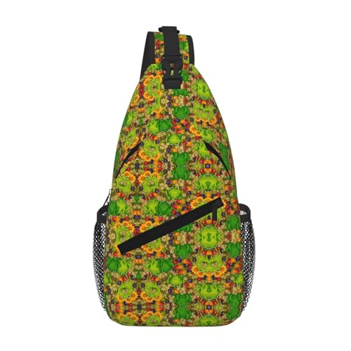Frog Printing Cross Chest Bag Diagonally Sling Bag For Men Women Crossbody Shoulder Bag Travel Hiking Daypack
