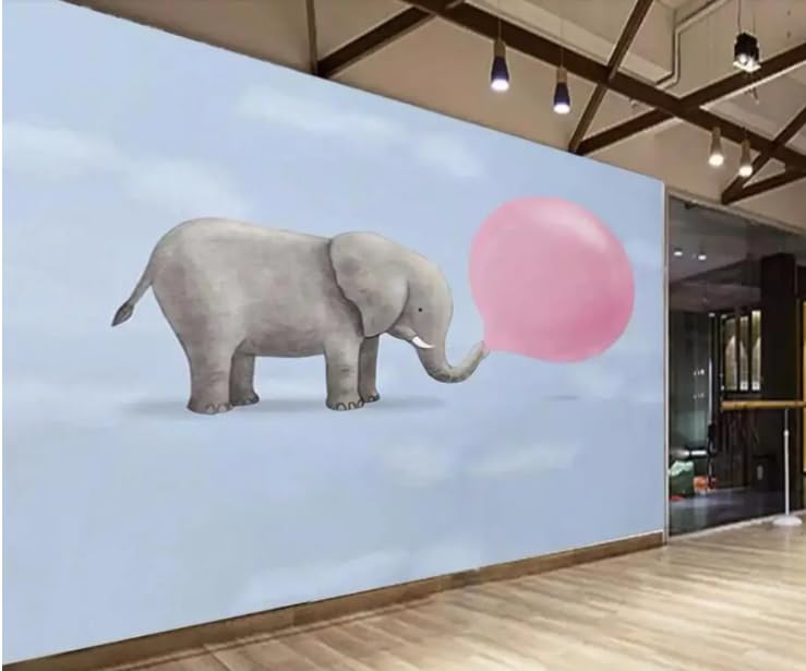 siuayosdj Fondo de pantalla 3D Hermoso fondo de pantalla de elefante 3D, 350 x 245 cm