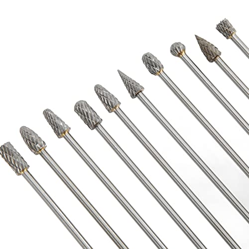 Set de 10 piezas de fresas rotatorias de carburo doble corte miniatura 6