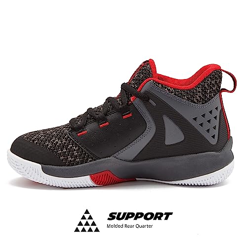 And1 Takeoff 3.0 Girls & Boys Basketball Shoes - Black/Dark Grey/Red, 5.5 Big Kid #TOP2