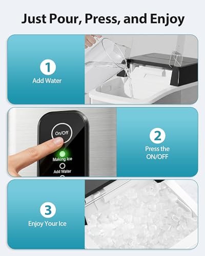 Image of Aeitto Nugget Ice Maker Countertop, 42lbs /24H Ice Machine with 1.5L Water Tank, Rapid Ice Release in 6 Mins, Self-Cleaning Pebble Ice Maker with Basket and Scoop for Home Office RV and Party, Silver
