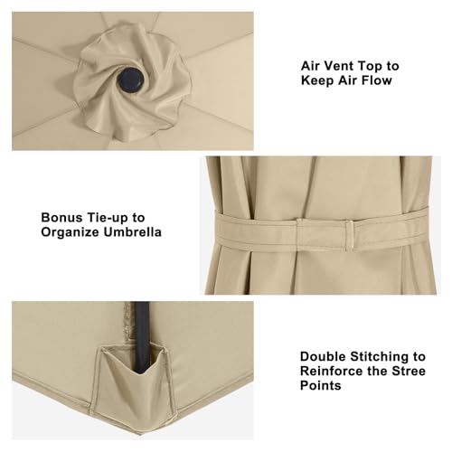 Image of MASTERCANOPY Patio Umbrella 10 ft Replacement Canopy for 8 Ribs-Beige Canopy Only