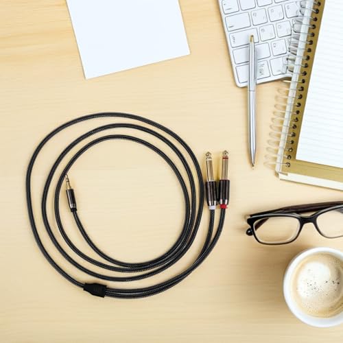 Cable de audio 3.5mm a dual 6.35mm de 1.8m negro miniatura 6