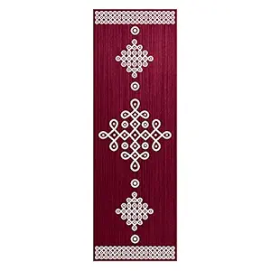 WorldAngle Rangoli Stickers | Kolam Stickers |Traditional 12x36 Inch Brown PVC Waterproof Vinyl Stickers for Pooja Room, Wall, Tile, File, Home, Step, Door Entrance | South Indian Decorative Stickers