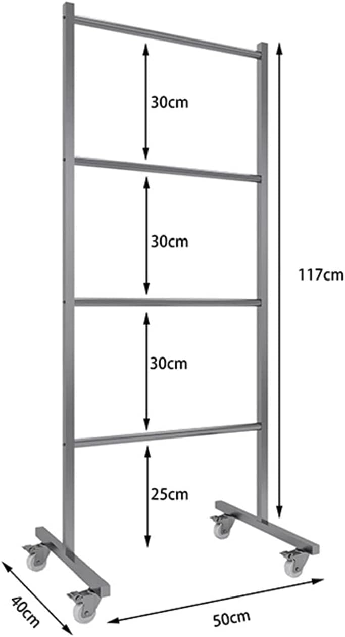 Sistema De Almacenamiento De Perchas De Ropa De 4 Niveles, Soporte De Perchas De Acero Inoxidable con Barras para Perchas, Estantes De Almacenamiento para Tiendas Minoristas