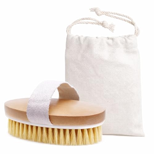 Spazzola Corpo a Secco Setole Naturali - Dry Brushing per Massaggio Anticellulite e Tonificante, 1 pz