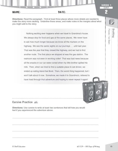 Shell Education SEP51529 180 Days Of Writing For Sixth Grade - An Easy-To-Use Sixth Grade Writing Workbook To Practice And Improve Writing Skills  thumb #5