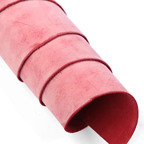 Wuta Fog Wax Cowhide Piece Colored Veg-Tanned Leather Material Wax Polishing Finished Durable & Vintage Diy Genuine Leathercraft,Red 12 Inch X 12 Inch #TOP24