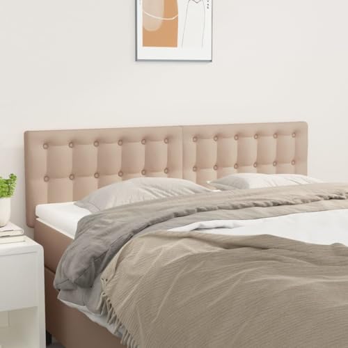 YunCangg Cabecero marrón capuchino de piel sintética resistente, 144 x 5 x 78/88 cm, con respaldo regulable en altura y patas de madera estables para cama de matrimonio, dormitorio y habitación de