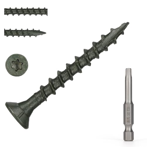 Image of Wood Screws #8 x 1-1 /2'', T25 Star Torx Drive Flat Head Deck Screws, Green, 165Pcs (1lb)