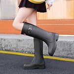 Rubber Boots Women, Waterproof Tall Rain Boots, Adult Fashionable Knee High Boots Lightweight Comfortable Durable Garden Muck Boots for Walking, Fishing, Work