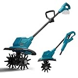 Akku-Bodenhacke für Makita 18V Akku, 800W Faltbar Gartenfräse Elektrisch, Bürstenloser Motor, 387 U/Min Geschwindigkeit, 18CM Arbeitstiefe und 20CM Arbeitsbreite (Ohne Akku)