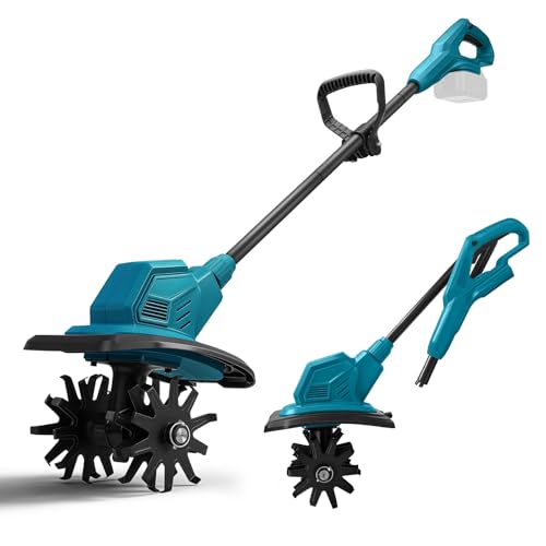 Motoazada para huerto, azada eléctrica, para Makita 18V batería, con Profundidad de Trabajo de 18 cm, Ancho de Trabajo de 20 cm, Velocidad de 387 RPM, Mango ergonómico, para Cultivo de jardín