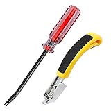 Aynaxcol Staple Remover, Upholstery Staple Remover Tool, Upholstery Tools Tack Lifter with Double Pronged Head Nail for All Kinds of Staples for Furniture, Yellow