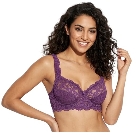 Image of Women's High-Support Lace Bra, Non-Padded, Unlined, Full Coverage, Lingerie