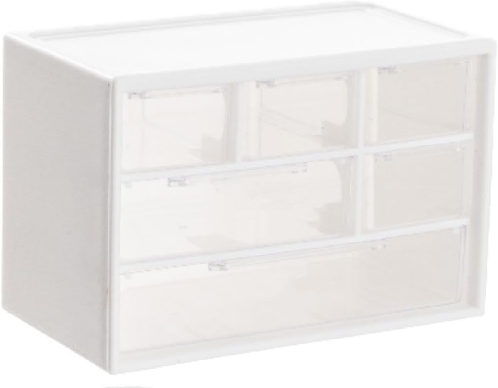 Dustproof Drawer-Style Storage Box-Organizer for Stationery, Jewelry, Planners, Desktop Mini Girl’s Heart Storage Cabinet, Shelving Unit (White)
