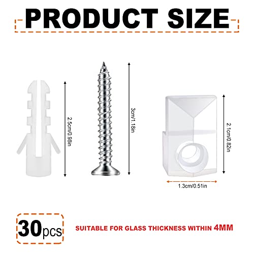 Image of N A 30 Pack Mirror Holder Clips Glass Retainer Clips Kit Mirror Hanging Kit Mirror Hanging Hardware with Screw,Mirror Hanging kit with Screws and Fixed Mirror Box Door (Classic Style)