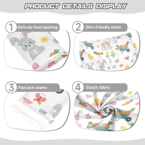 Girls Leggings Size 4T Rabbit Chickens White Soft Stretchy Pants Breathable Girl Clothes for Dance Running3