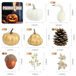22 pcs fake pumpkinsfall decorations for home with white pumpkins fall leaves pine cones berries acornsfall filler halloween decorations indoor fall decor farmhouse harvest table decor  urban country home decor