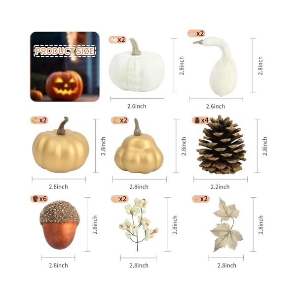 22 pcs fake pumpkinsfall decorations for home with white pumpkins fall leaves pine cones berries acornsfall filler halloween decorations indoor fall decor farmhouse harvest table decor  urban country home decor
