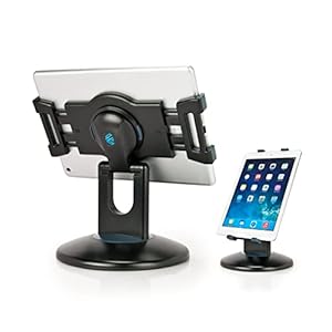 EHO iPad Stand, 360° Rotating Commercial Tablet Stand, Retail Kiosk, 6-13.5″ Adapter Universal Tablet Clamp Holder for iPad, iPad Air, iPad Mini, Microsoft Surface, Most Tablets – Black
