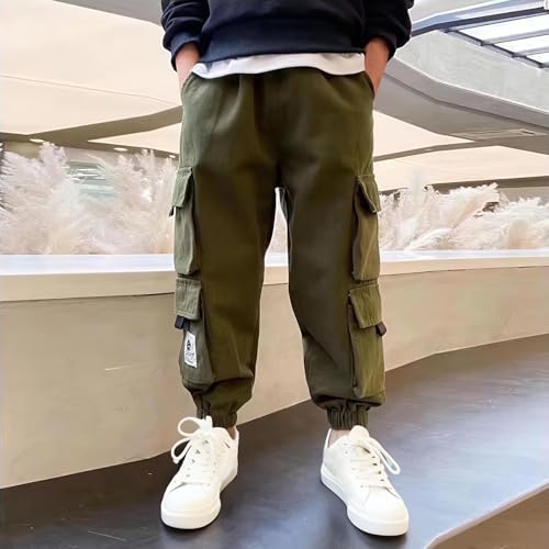 Boys Cargo Pants Casual Baggy Pants Elastic Waist Trousers Cinch Bottom Hiking Pant School Joggers Pant with Pockets3