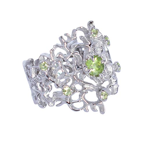 Bague de fiançailles argent 925 pierre de naissance péridot femme fille