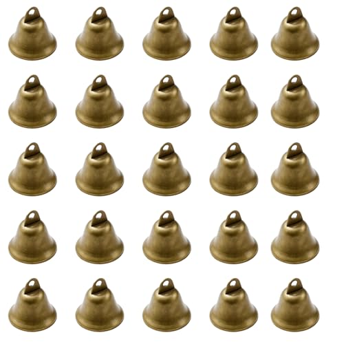 30 PCS Vintage Christmas Decorations, Retro Brass Bell Christmas Tree Decorations, Butter Bell Wind Chimes for DIY Crafts, Wedding, Pet Training, Holiday Decor, 3.2 x 3 x 3 cm