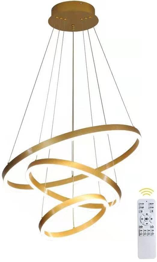Lustre à LED à 3 anneaux dimmable pour salle à manger contemporaine