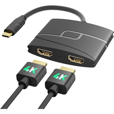 SWITCHFLUX USB C to Dual HDMI Adapter | 4K@60Hz HDMI Splitter Extended Display for Windows 2 HDMI Dual Monitor Converter for MacBook Pro/Air, HP, Dell, Lenovo etc Cover