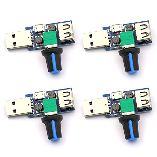 CenryKay DC 5V USB Fan Stepless Speed Controller Regulator Input DC4-12V to 2.5-8V and Speed Control Knob with Switch Function?4PCS)