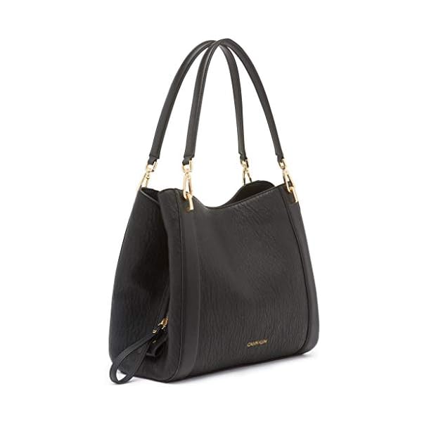 Calvin Klein Reyna Novelty Triple Compartment Shoulder Bag, Black/Gold,One Size