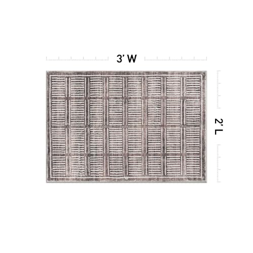 Rugshop Bohemian Stripe Lines Washable Non Slip Area Rug 2' x 3' Brown