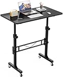 HOMIDEC Height Adjustable Standing Desk, 80x40cm Mobile Small Desk, Portable Home Office Computer Desks with Wheels, Modern Simple Style Desks for Bedroom, Living Room, Office, Black