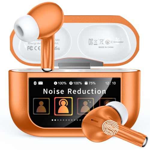 Image of Bucephalus Wireless Earbuds, Bluetooth 5.4 Ear Buds, ENC Noise Cancelling Headphones with 48H Playtime, Bass Stereo Sound, Compatible with iPhone, Android, Pad - Bright Orange