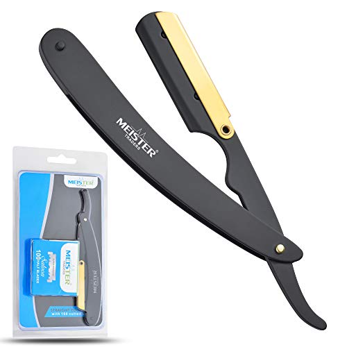 Meister Professional Straight Razor Straight Edge Razor With 100 Single Edge Blades 24 K Gold Plated Cap Barber Razor for Ultimate Shaving Experience